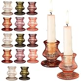 LemonRoad 16 Pcs Glass Candlestick Holders Bulk Taper Candle Holders for Table Centerpiece Decor, Vintage Thick Glass Candle Sticks for Wedding, Party, Birthday and Festival Decoration