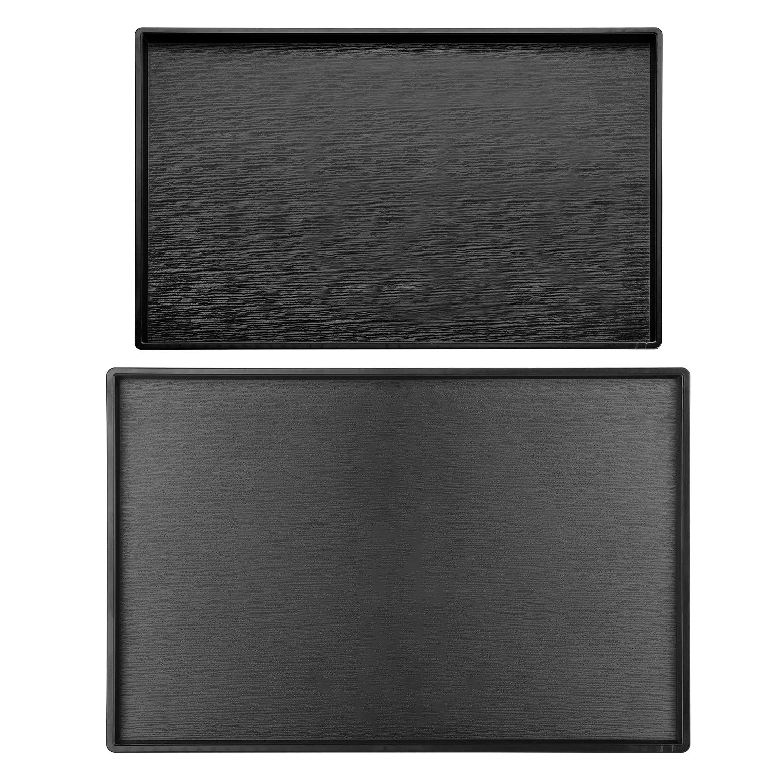 Cedilis Set of 2 Rectangular Serving Trays, Non-Slip Multi-Purpose Plastic Tray, 2 Sizes Black Wood Trays Breakfast Tray for Coffee Table, Kitchen, Parties