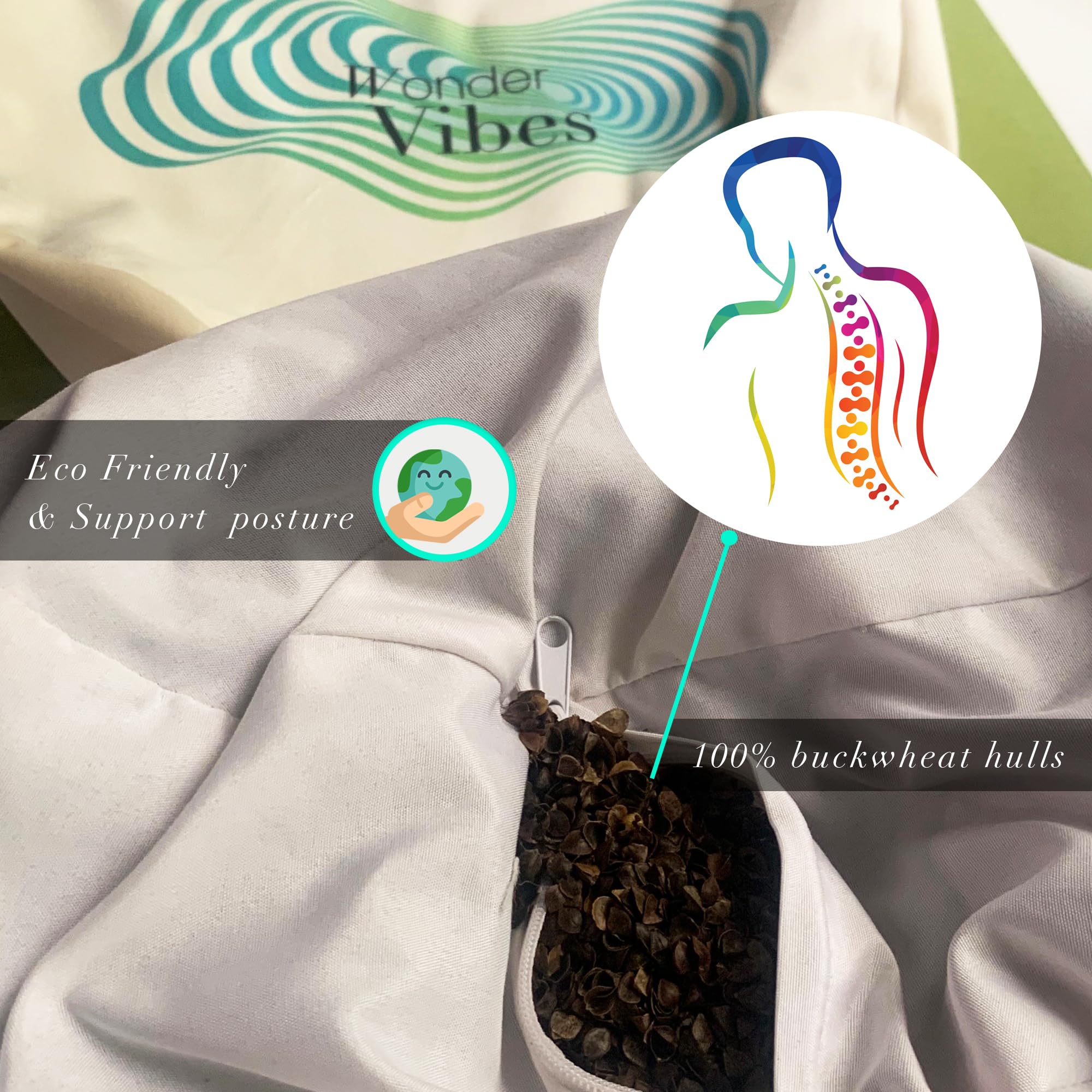 WonderVibes Meditation Cushion - Premium Floor Pillow, Comfortable Floor Pillow for Adults, Beautiful Meditation Pillow, Large Buckwheat Floor Cushion with Washable Quality Cover - Quality Zafu - Image 7