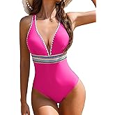 AI'MAGE One Piece Swimsuit Women Tummy Control Slimming Modest Bathing Suits Color Block Adjustable Straps Swim Suits 2025
