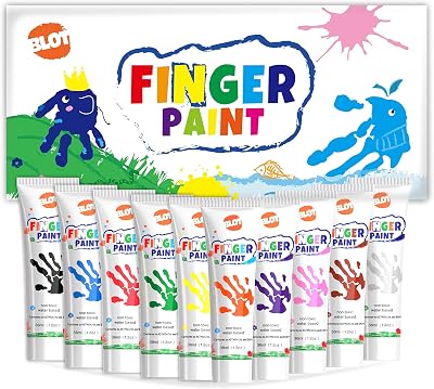 BLOT Finger Paint Set 10 Colors Non Toxic Kids Paint 36ml Tubes Age 3+