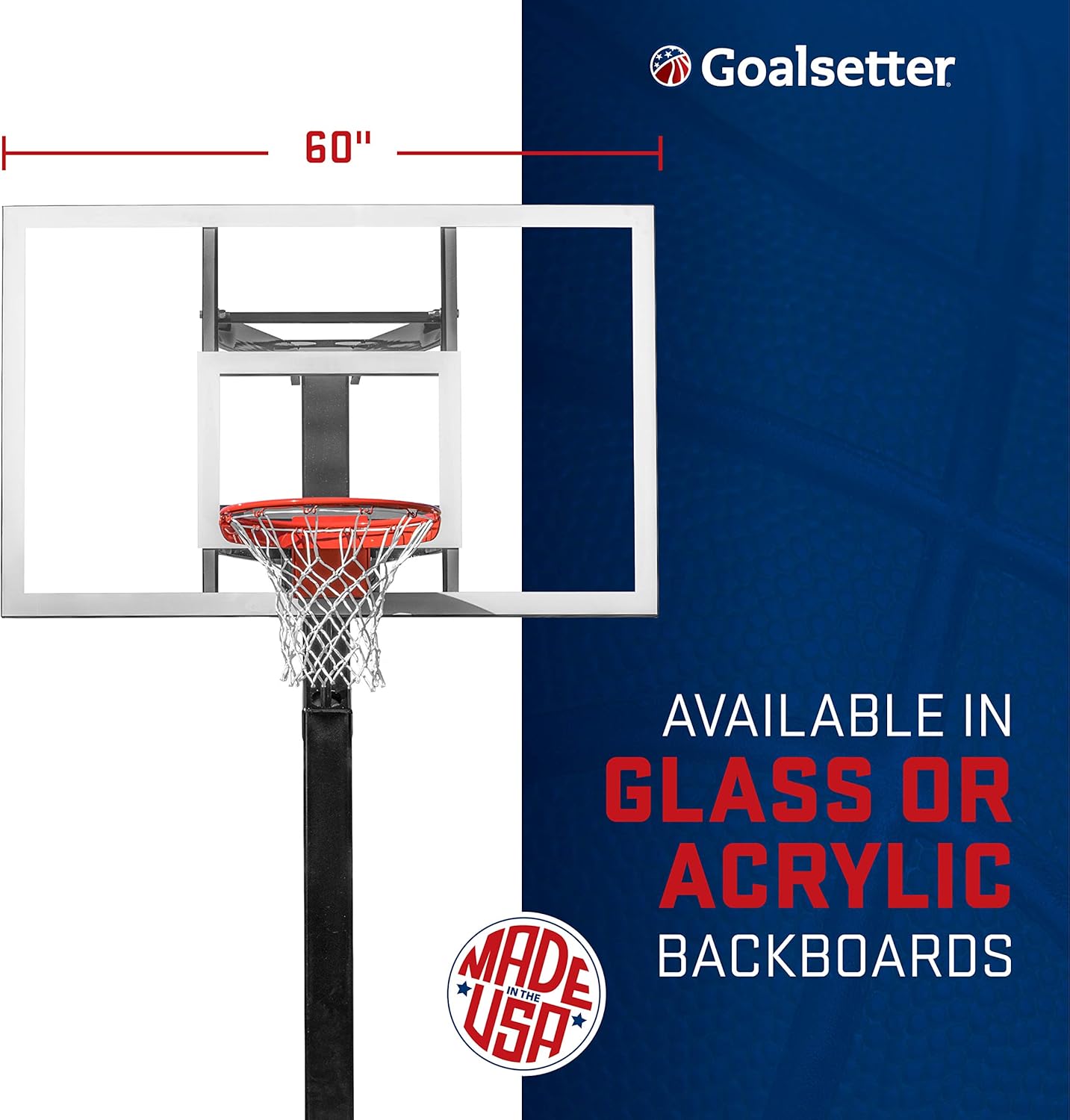 Goalsetter All-American In Ground Adjustable Basketball System with 60-Inch Glass Backboard and Double Static Rim, Black (SS45560G2) : Sports & Outdoors