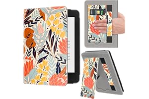 VORI Stand Case for Kindle Paperwhite (11th Generation-2021) and Kindle Paperwhite Signature Edition, PU Leather Case Smart Protective Cover with Auto-Wake/Sleep and Hand Strap, Protea