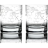 Greenline Goods Whiskey Glasses - 10 oz Tumbler Gift Set – Science of Whisky Glasses (Set of 2) Etched with Whiskey Chemistry Molecules | Old Fashioned Rocks Glass