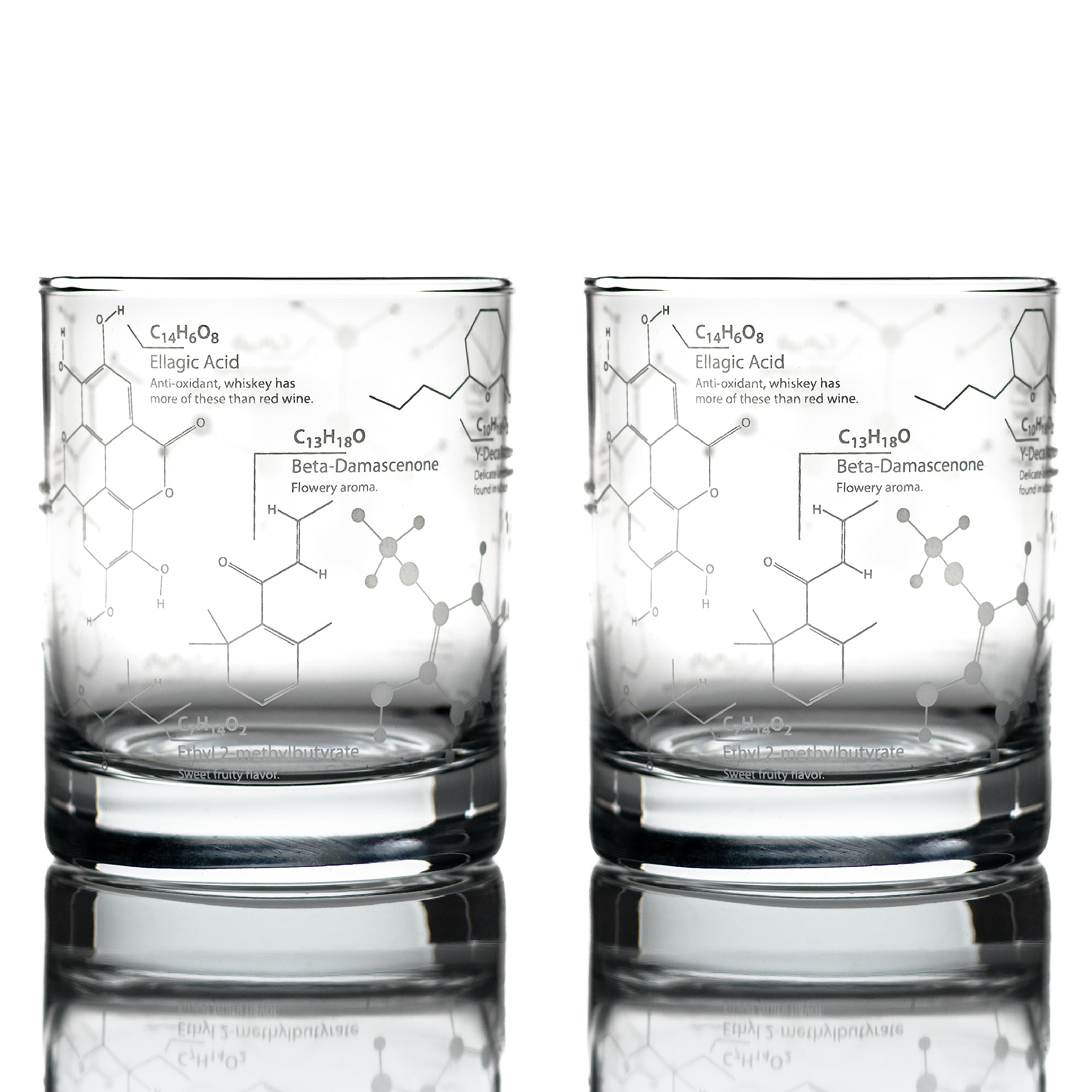 Greenline Goods Whiskey Glasses - 10 oz Tumbler Gift Set Science of Whisky Glasses (Set of 2) Etched with Whiskey Chemistry Molecules