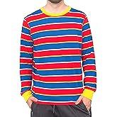 Sesame Street Bert and Ernie Adult Long Sleeve Striped T-Shirt Halloween Costume Cosplay
