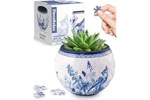 PieceRelax 3D Puzzle Planter 80 Pieces - Flower Pot - Oriental Birds and Flowers, Home Decor Flower Pots for Indoor Cactus, S