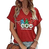 Christmas Shirts for Women Funny Womens Christmas Vintage Graphic T-Shirt Xmas Holiday Tees Gift