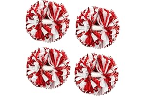 CREATIEE-PRO 4Pcs Metallic Cheerleading Pom Poms, Creatiee 2 Pair Cheerleader Cheering Squad Pompoms for School Sports Dance Games Team Spirit Cheer