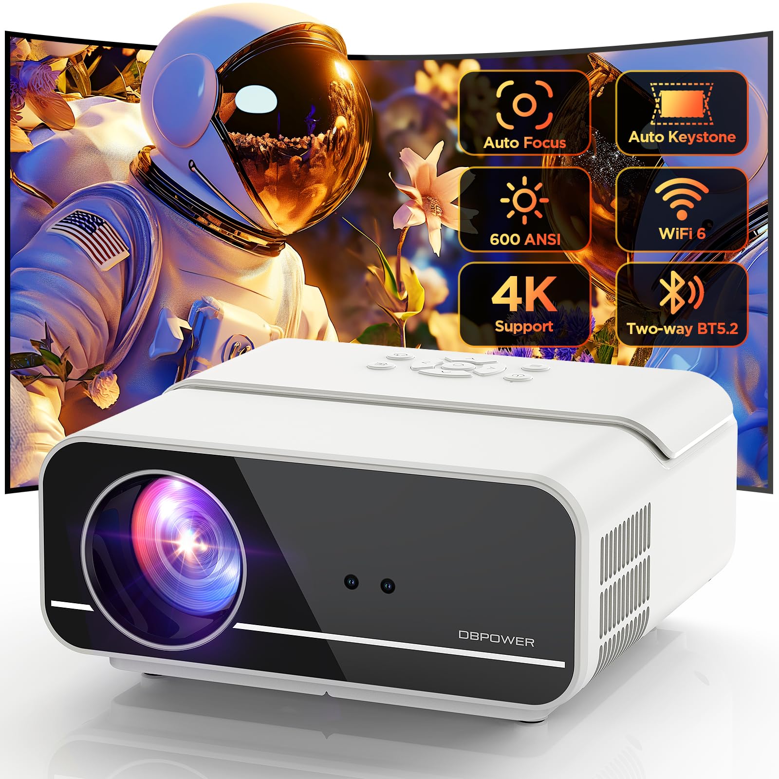 [Auto Focus/Keystone] DBPOWER Projector 4K with 5G