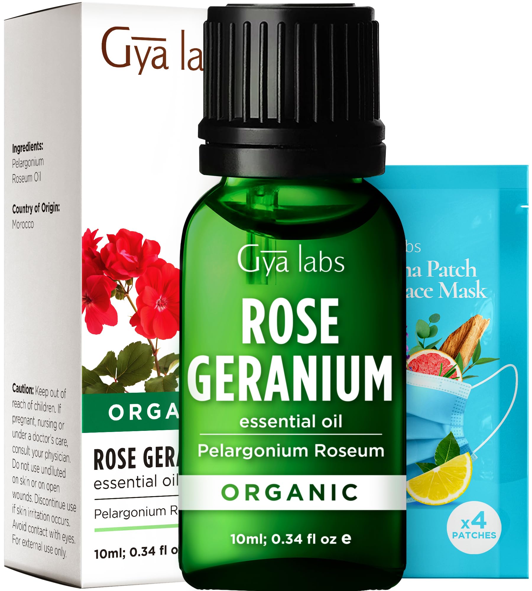 Gya Labs Organic Rose Geranium Essential Oil for Skin - 100% Pure Natural Organic Geranium Essential Oil for Diffuser - Natural Aromatherapy (10 ml)