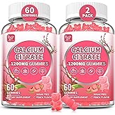(2 Pack) Pure Calcium Citrate Gummies 1200 mg for Women & Men,Calcium Citrate Supplements,High Absorption for Bone Muscle Healthy - Easy to Digest, Sugar Free,Vegan,Peach Flavor,60 Day Supply