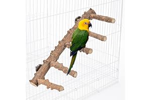 CozyCabin Natural Bird Ladder Stand, Hanging Multi Branch Grapevine Parrot Perch Bird Cage Toys for Small Budgies Conure Parakeets Cockatiels Lovebirds (Ladder)