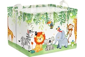 Clastyle Safari Animal Nursery Decor Kid Basket Rectangle Elephant Koala Monkey Storage Bin Collapsible Baby Clothes Toy Book Gift Basket