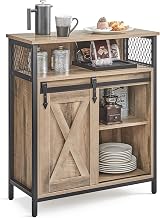 VASAGLE Sideboard Storage Cabinet with Sliding Barn Door Toasted Oak Black