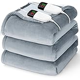Heated Electric Blanket Queen Size - 84" x 90" Heating Blanket with Dual Control, 10 Heating Levels & 8 Hours Auto Off, Soft Warm Flannel Blanket, Christmas Birthday Gifts for Senior Grandma