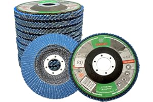 WURJHSONG Flap Disc 4.5"x 7/8 inch Zirconia Flap Discs (10 Pack) for Metal or Woodworking, Stone, Rust Removal, Grinding, deburring and polishing (80 Grit)