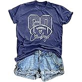 Football Shirts for Women Vintage Go Cowboy Graphic Sunday Funday Tshirt Casual Game Day Short Sleeve Tee Tops