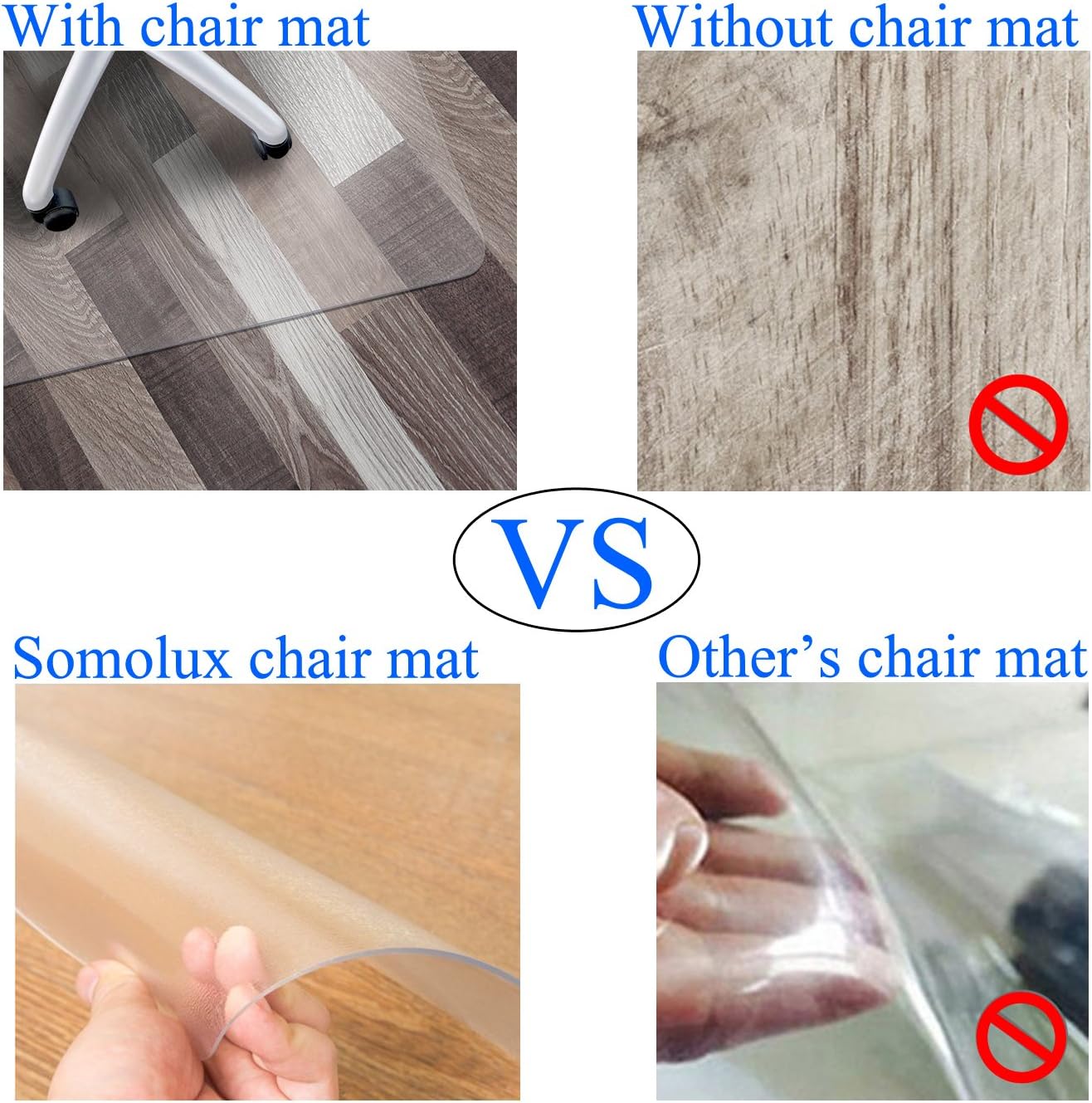 SOMOLUX Office Chair Mat for hardwood floor Computer Desk Swivel PVC ...
