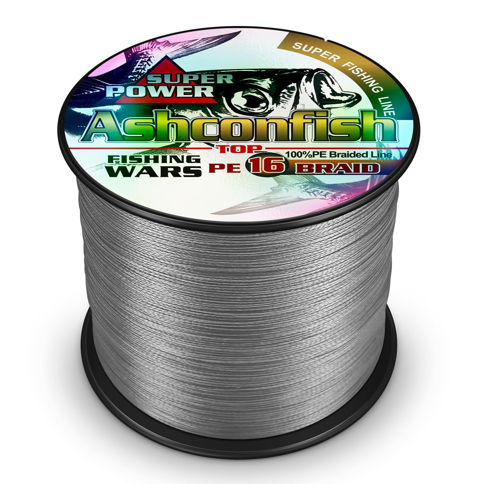 Ashconfish Braided Fishing Line-16 Strands Hollow Core Fishing Wire 100M/109Yards 40LB Abrasion Resistant Incredible Superline Zero Stretch Ultrathin Diameter Woven Thread Gray