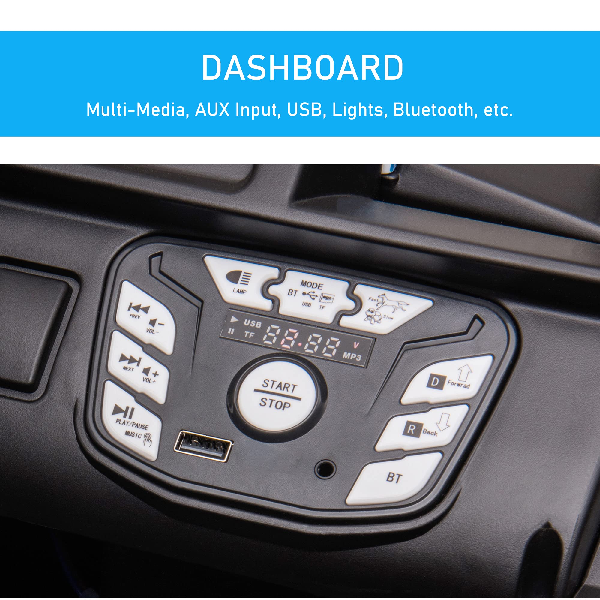 Aosom 12V Kids Ride On Car Electric Off-Road UTV Truck Toy with Parental Remote Control, Suspensions, USB, Bluetooth, 3 Speeds & 4 Motors, Camo Blue