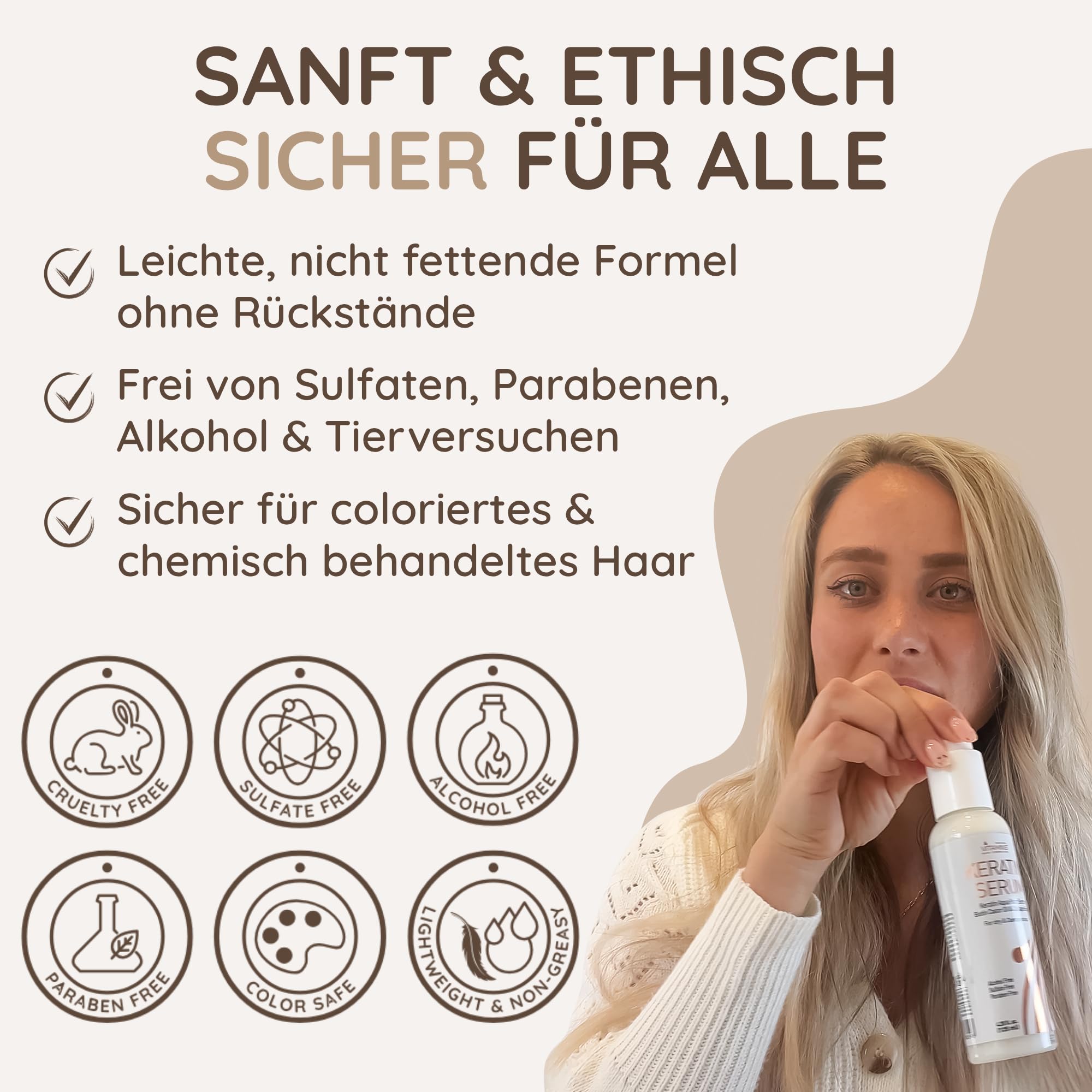 Vitamins Haar Serum Keratin Haarpflege - Biotin, Kollagen und Castor Oil Anti Frizz Haarserum - Kokosöl Hitzeschutz Finish Protein Treatment für kaputte trockene Haare 6