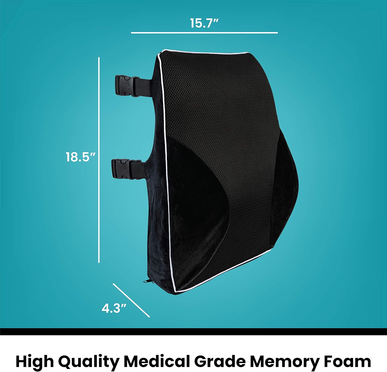 Healthy Spirit Full Lumbar Back Support | Memory Foam Full Size Back Cushion Lumbar Support for Office Chair Car, Black, 1 Count: Health & Personal Care