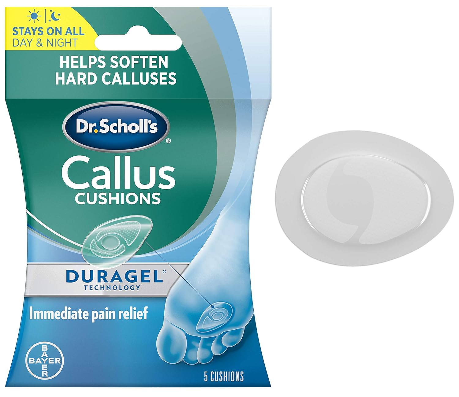 Dr. Scholl's CALLUS CUSHION with Duragel Technology, 5ct // Relieves Callus Pressure and Provides Cushioning Protection against Shoe Pressure and Friction for All-Day Pain Relief