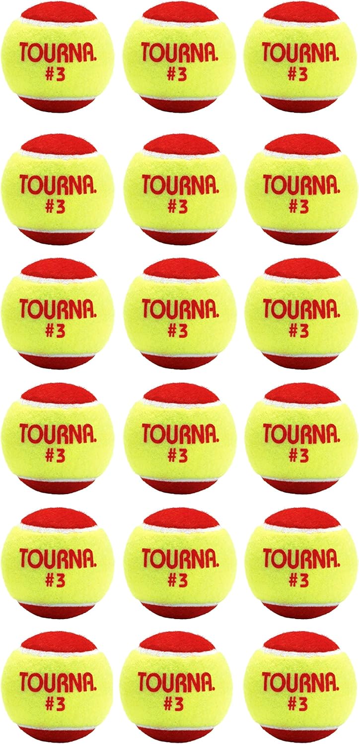 Tourna Low Compression Stage 3 Tennis Ball with Mesh Bag (18-Pack) : Sports & Outdoors