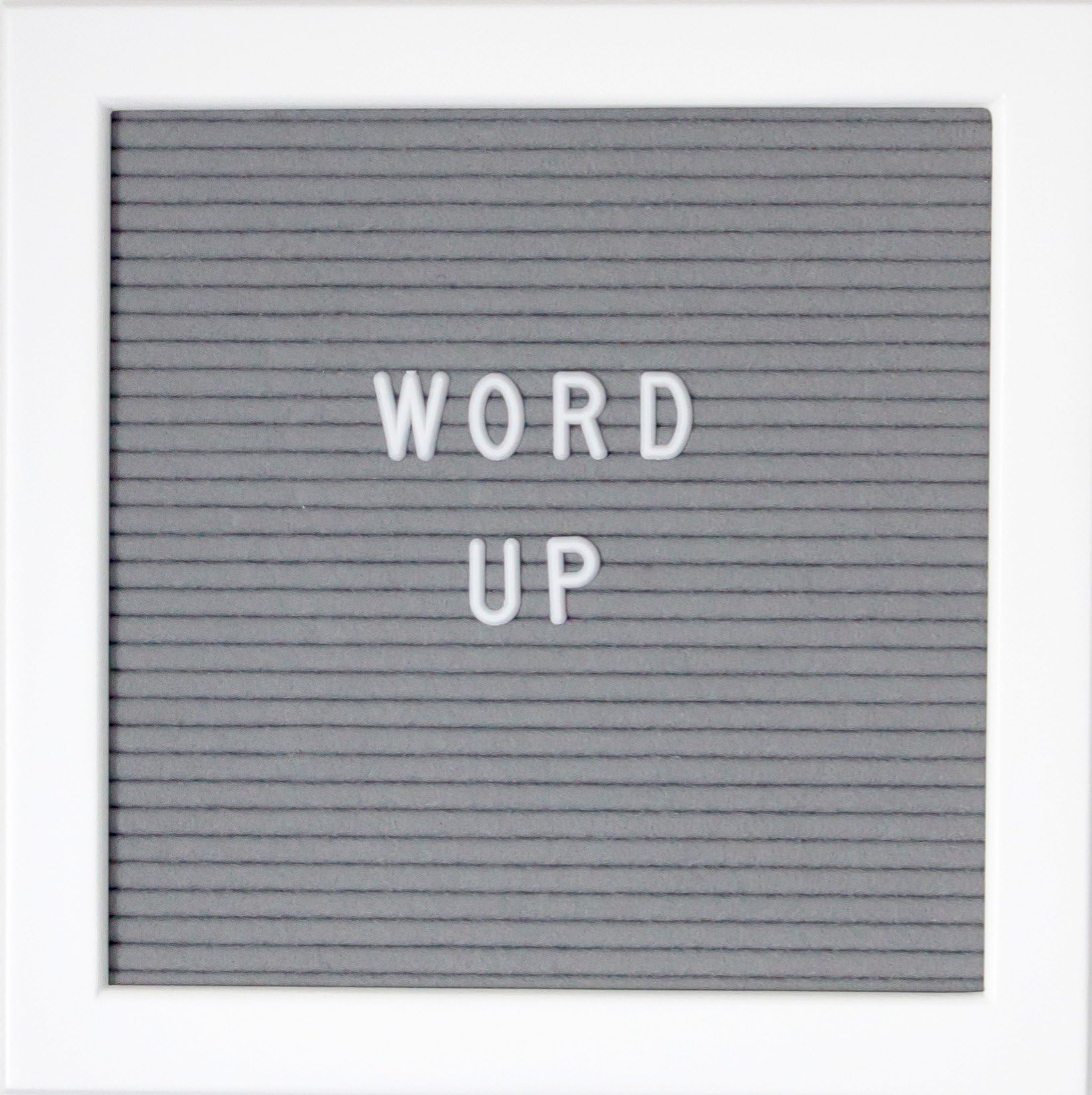 Word Up Premium Felt Letter Board (10x10, White Frame and Gray Felt)