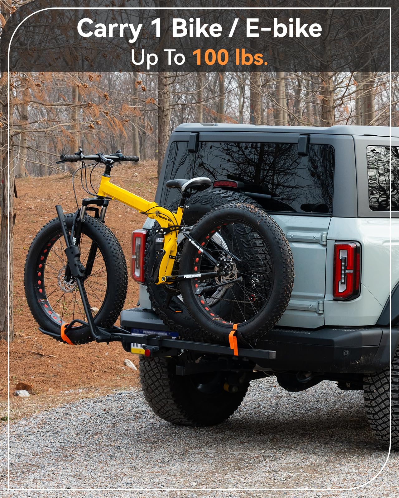 Condition photo showing New/Like New for meeviz 1 bike rack for car suv truck rv, single ebike rack for tow hitch, 100 lbs capacity hitch bik