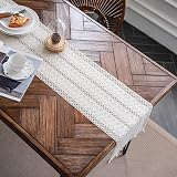 Weldomcor Macrame Table Runner Cream Beige Boho 30x180 cm with Tassels view 6