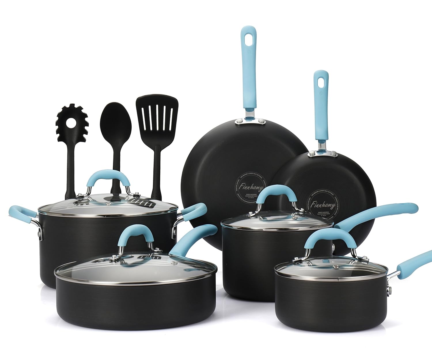 Finnhomy Super Value HardAnodized Aluminum Cookware Set, Double