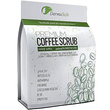 Amazon Com Dermasafe Natural Arabic Coffee Scrub For Body Exfoliation Anti Cellulite Treatment For Stretch Marks Spider And Varicose Veins Acne Breakouts Or Eczema Moisturizing Skin Care Beauty