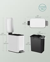 SONGMICS Narrow Pedal Bin 5L White Toilet Bin Slim Steel Soft Close LTB560W05 view 7