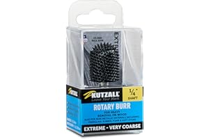 Kutzall Extreme Ball Nose Rotary Burr 1⁄4" Shaft, Very Coarse - Wood Carving Bit for Bosch, DeWalt, Milwaukee. Abrasive Tungsten Carbide 3⁄4"(19mm) Dia. X 1-1⁄8"(28.5mm) Length, BNX-34C