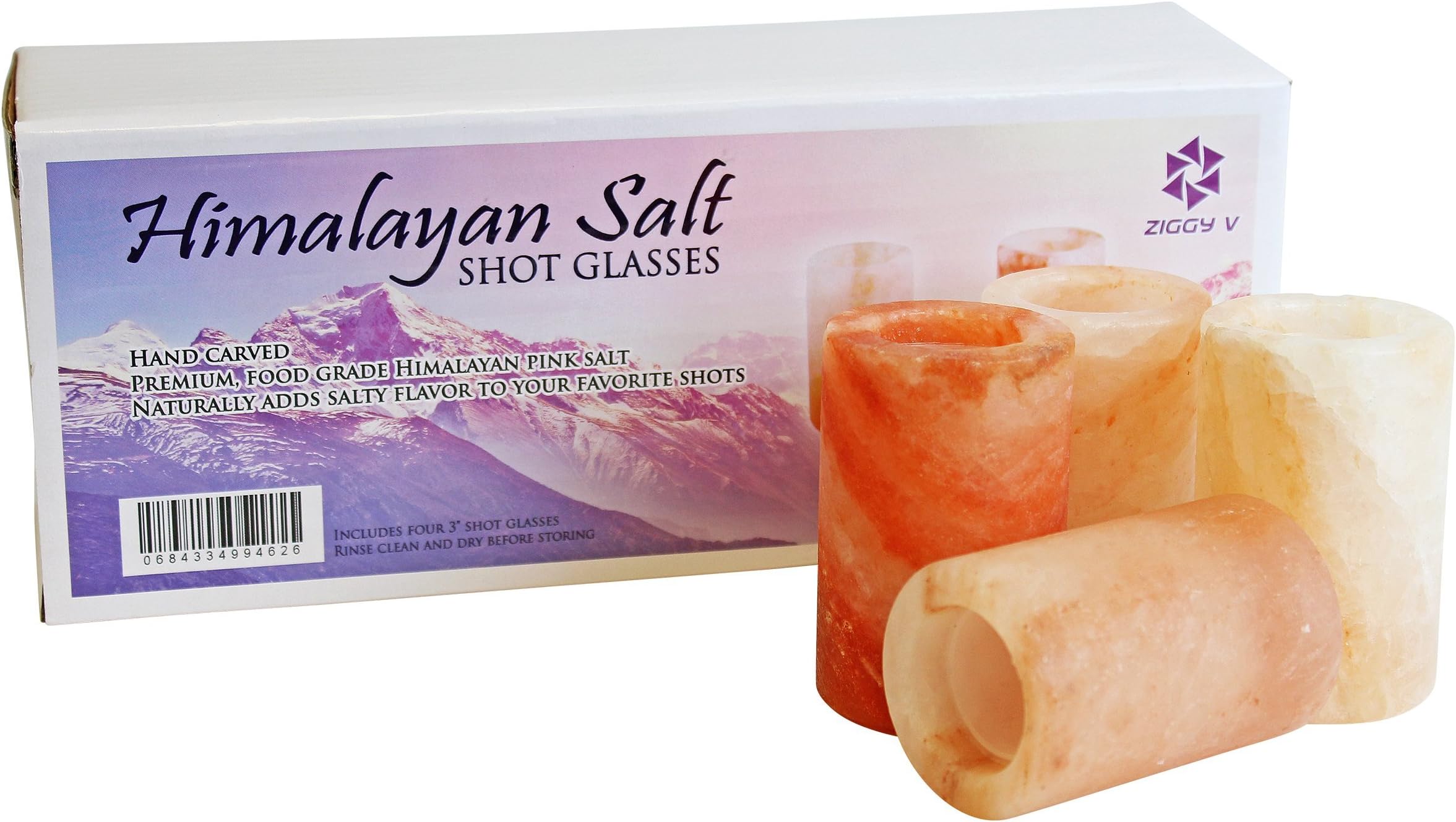 Himalayan Salt Shot Glasses, Tequila Shot Glasses Set of Four (4) Food Grade Himalayan Salt