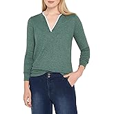 NIC+Zoe Womens Cozy Jersey Double Layer Split Neck Tee