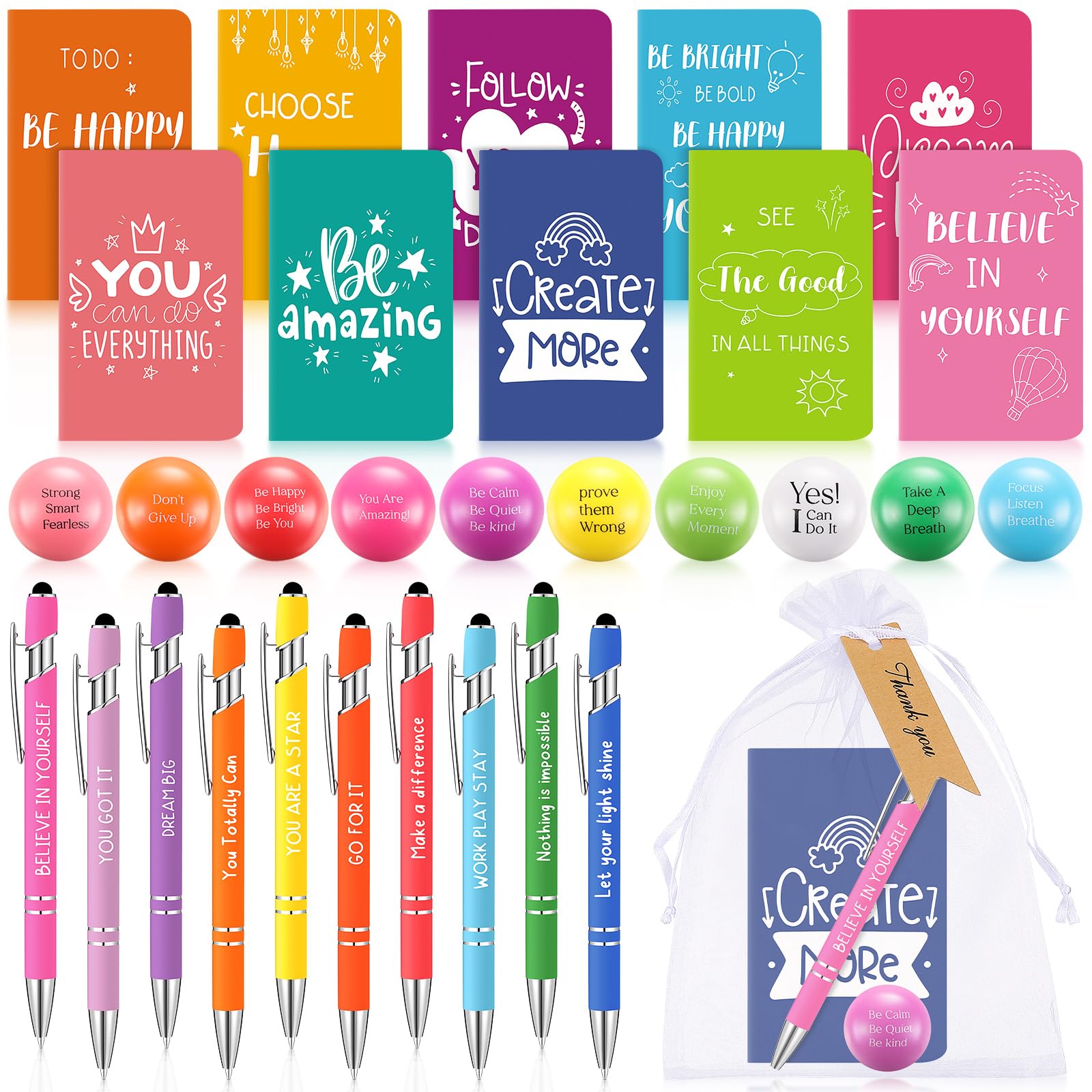 Faccito 10 Set Motivational Gifts Inspirational Pens Appreciation Notebooks for Work Colleagues End of Year School Leavers Gifts for Class Graduation Students from Teacher