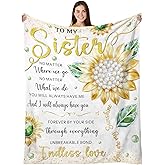 HEIFAM Sunflower Sister Gifts Blanket, Sisters Birthday Gift from Sis, Sunflower Blanket for Women, Graduation Mother's Day Ideas, Birthday Gifts for Sisters, Sis Soft Throw Blanket 50''x60''