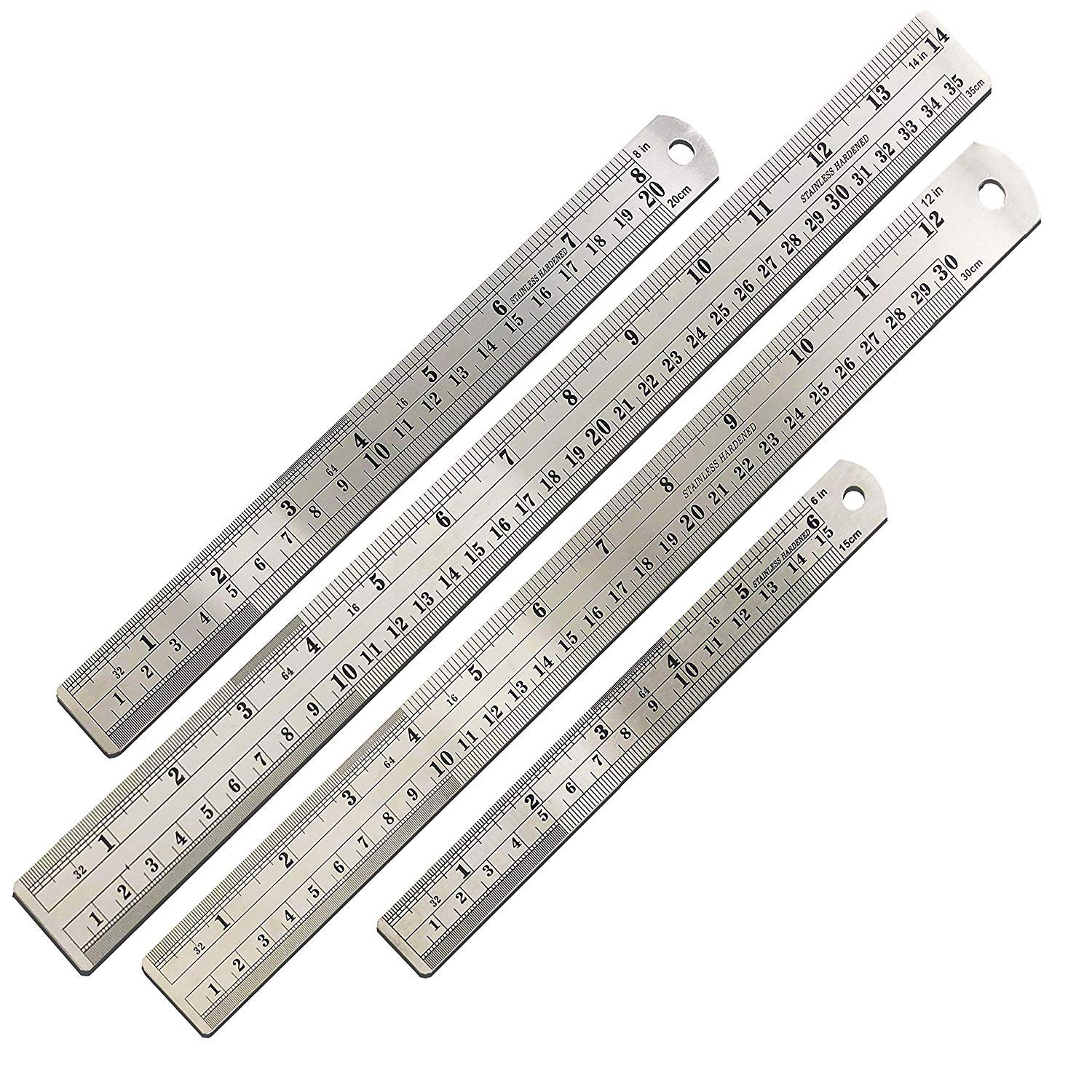 14 In Ruler Mr. Pen Steel Rulers, 6, 8, 12, 14 inch Metal Rulers, Pack of 4