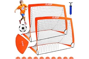 ELKCIP Kids Soccer Goals for Backyard Set of 2, 6X4 /4x3 ft Portable Soccer Nets Training Equipment, Pop Up Soccer Net for Youth Toddler Outdoor Sports Games