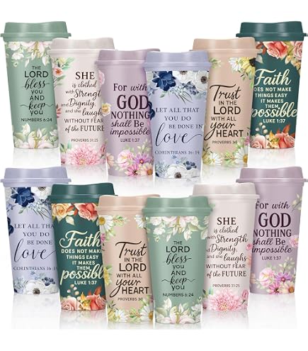 Vasos Cristianos Con Versículos Bíblicos - 24 Oz, Tapas Y Popotes, Pack De 30, Colores Variados