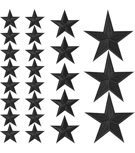 thumbnail image 2 of Black & White Star Iron-On Patch – Small Embroidered Heat Adhesive For Clothing, Bags, Crafts 2 of 5