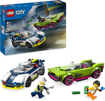LEGO City Police Car and Muscle Car Chase 60415 Toy Set with Minifigures