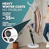 CASARIA Elegant Coat Rack with Marble Base 14 Rotatable Hangers 175cm White view 6