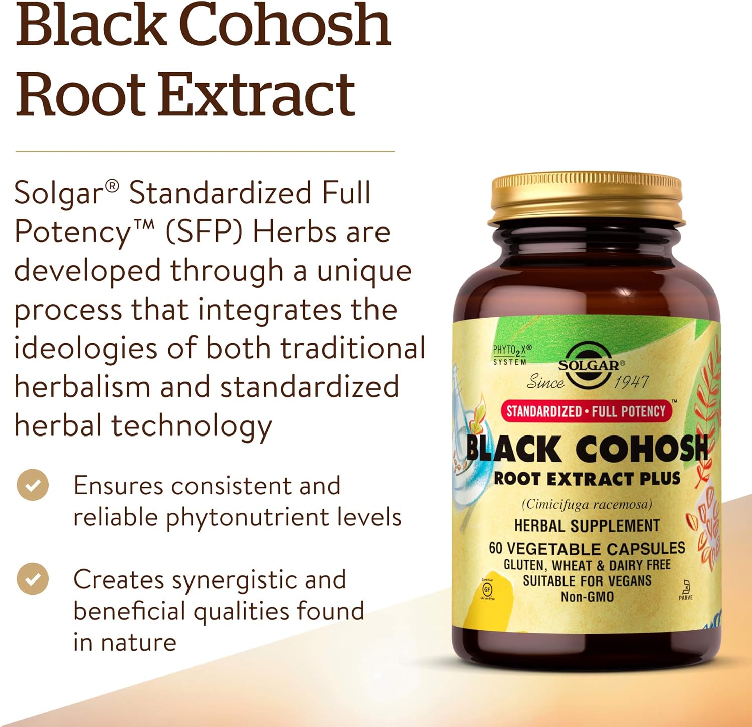 Solgar Standardized Full Potency Black Cohosh Root Extract Vegetable Capsules, 60 Count: Health & Personal Care