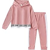 Kxuryueo Toddler Kid Girls Clothes Ribbed Color Block Long Sleeve Hoodie Sweatsuit Set Fall Outfits