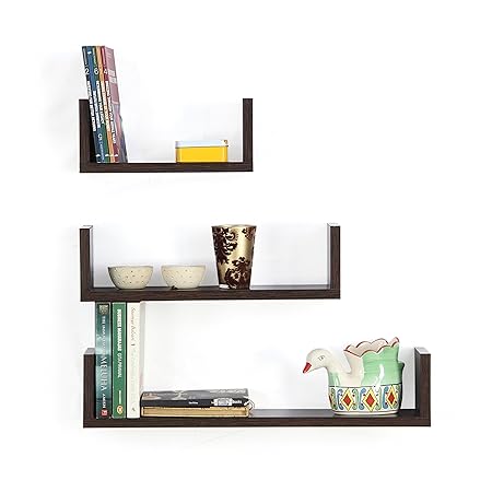 Forzza Ronald Wall Shelf, Set of 3 (Matte Finish, Wenge)