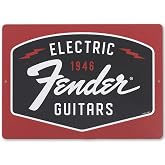 Fender Electric Guitars Metal Sign | Vintage Fender Wall Decor for Music Room or Man Cave